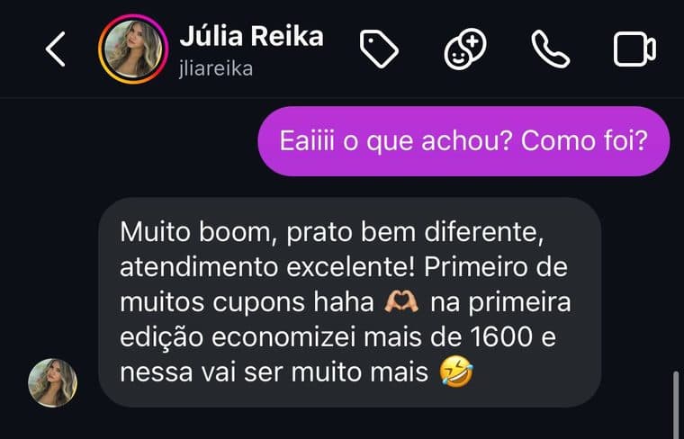 Depoimento de Júlia Reika — CG em Dobro